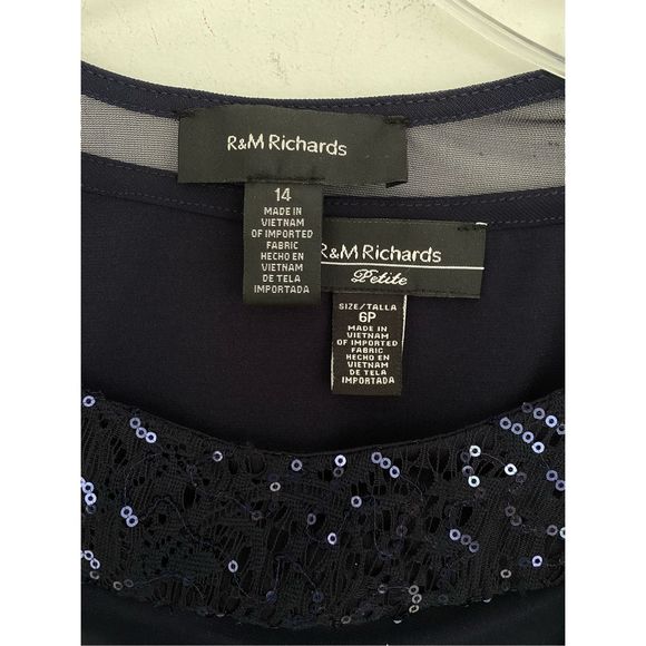 R&M Richards Two Piece Deep Navy Blue Tank Top & Over Cardigan - Picture 3 of 6